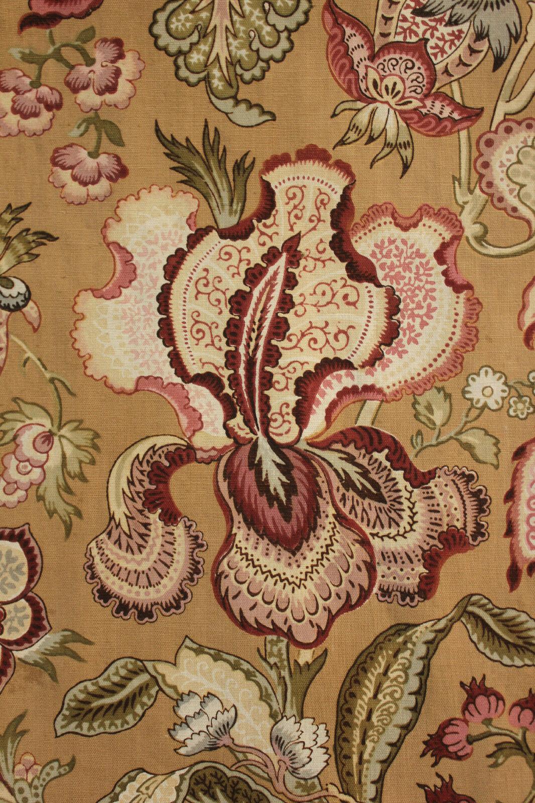 c1870 pink printed French fabric STUNNING pattern